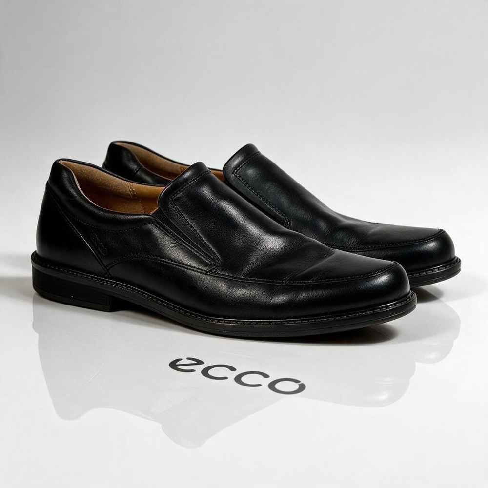 ECCO Mens Helsinki Black Leather Slip On Loafers 621124 Size 42